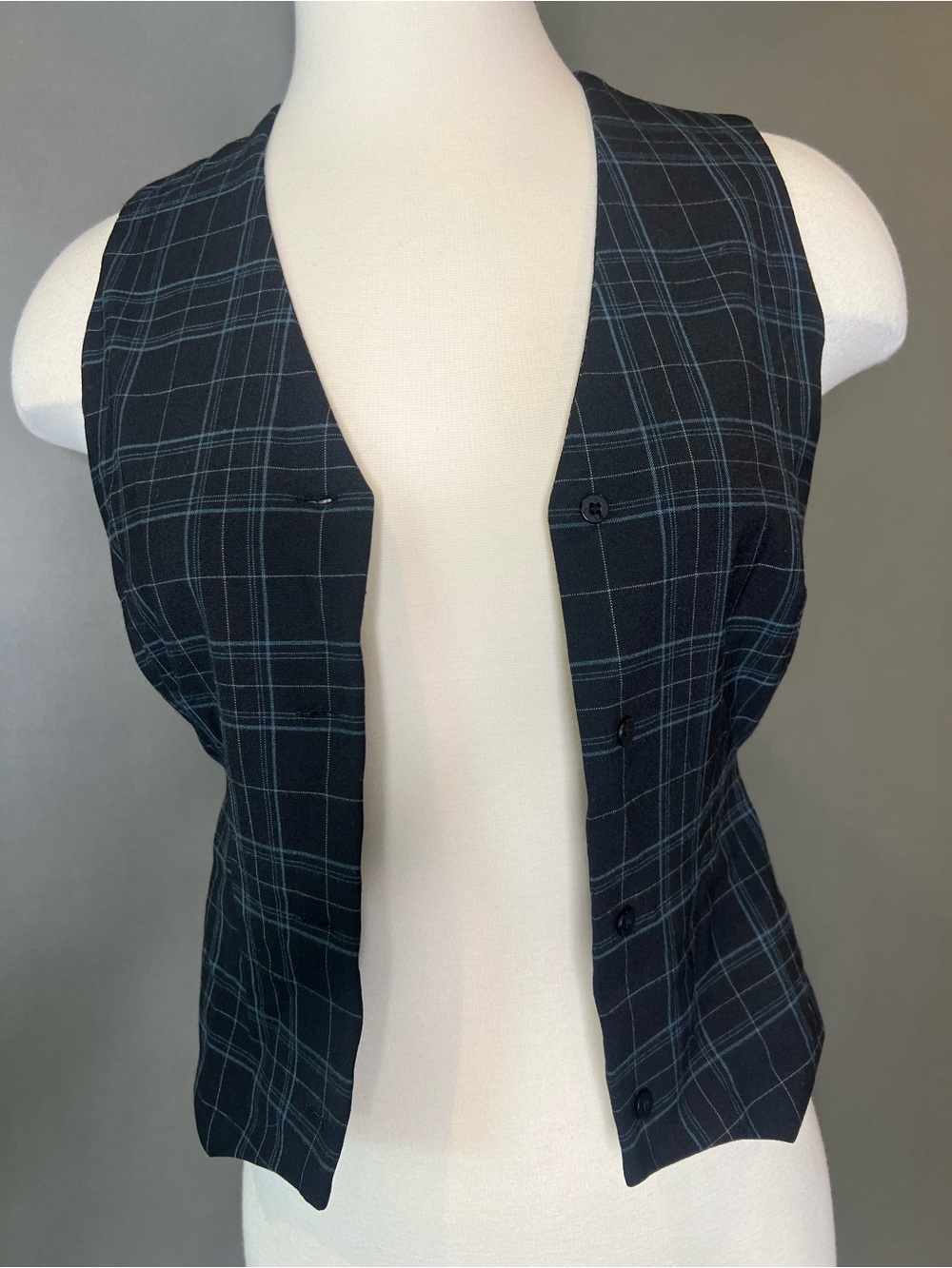 The Limited Navy Plaid Button-Front Vest